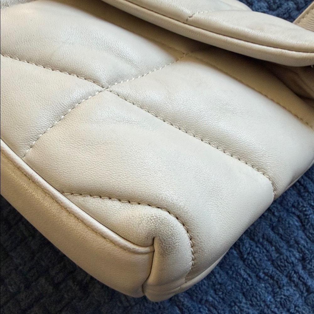 Saint Laurent Cream Quilted Leather Envelope Crossbody with Gold Hardware - Picture 5 of 14